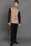 Buy_Seirra Thakur_Brown Cotton Satin Nehru Jacket_at_Aza_Fashions