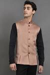 Shop_Seirra Thakur_Brown Cotton Satin Nehru Jacket_at_Aza_Fashions
