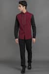 Buy_Seirra Thakur_Maroon Santoon Embroidered Nehru Jacket _at_Aza_Fashions