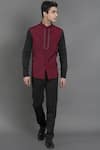 Shop_Seirra Thakur_Maroon Santoon Embroidered Nehru Jacket _at_Aza_Fashions