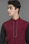 Buy_Seirra Thakur_Maroon Santoon Embroidered Nehru Jacket _Online_at_Aza_Fashions