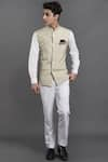 Buy_Seirra Thakur_Green Santoon Textured Nehru Jacket _at_Aza_Fashions