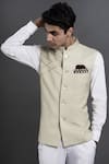 Shop_Seirra Thakur_Green Santoon Textured Nehru Jacket _at_Aza_Fashions