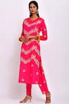 Swati Vijaivargie_Pink Silk Round Kurta Set _Online_at_Aza_Fashions