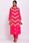 Shop_Swati Vijaivargie_Pink Silk Round Kurta Set _Online_at_Aza_Fashions