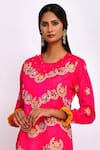 Swati Vijaivargie_Pink Silk Round Kurta Set _at_Aza_Fashions