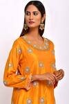 Buy_Swati Vijaivargie_Yellow Silk Round High Low Kurta Set _Online_at_Aza_Fashions