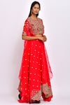 Swati Vijaivargie_Red Silk Round Jacket Lehenga Set _Online_at_Aza_Fashions