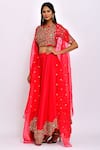 Buy_Swati Vijaivargie_Red Silk Round Jacket Lehenga Set _Online_at_Aza_Fashions