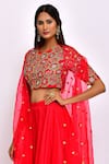 Swati Vijaivargie_Red Silk Round Jacket Lehenga Set _at_Aza_Fashions