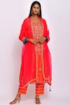 Buy_Swati Vijaivargie_Orange Silk Round Kurta Set _at_Aza_Fashions