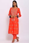 Swati Vijaivargie_Orange Silk Round Kurta Set _Online_at_Aza_Fashions