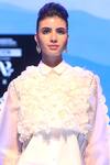 Shop_Archana Rao_Off White Cotton Shirt Collar Floral Overlay Top  _at_Aza_Fashions