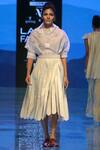 Buy_Archana Rao_Off White Organza Round Embroidered Top With Skirt  _at_Aza_Fashions
