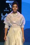 Shop_Archana Rao_Off White Organza Round Embroidered Top With Skirt  _at_Aza_Fashions