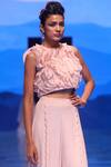 Shop_Archana Rao_Pink Organza Round Ruffled Top With Pants  _at_Aza_Fashions