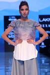 Shop_Archana Rao_Blue Organza Round Ombre Top  _at_Aza_Fashions