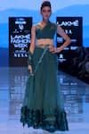 Buy_Archana Rao_Blue Tulle V-shaped Ruffled Lehenga Saree With Blouse  _at_Aza_Fashions