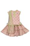 Buy_Fayon Kids_Peach Chanderi Kurta Sharara Set _at_Aza_Fashions