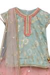Buy_Fayon Kids_Blue Chanderi Brocade Kurta Sharara Set _Online_at_Aza_Fashions