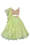 Buy Fayon Kids Green Cotton, Organza Sequins, Cut Work Embroidered Lehenga Set at Aza Fashions Buy_Fayon Kids_Green Cotton, Organza Sequins, Cut Work Embroidered Lehenga Set _at_Aza_Fashions