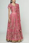 Prama By Pratima Pandey_Pink Silk Chanderi Round Lehenga Set _Online_at_Aza_Fashions