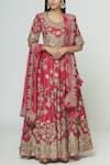 Buy_Prama By Pratima Pandey_Red Silk Chanderi Round Lehenga Set _at_Aza_Fashions