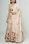 Buy_Prama By Pratima Pandey_Peach Silk Chanderi Round Lehenga Set _at_Aza_Fashions