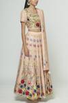 Prama By Pratima Pandey_Peach Silk Chanderi Round Lehenga Set _Online_at_Aza_Fashions