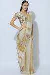 Buy_Prama By Pratima Pandey_Off White Maheshwari Silk Round Handwoven Saree Set  _at_Aza_Fashions