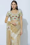 Buy_Prama By Pratima Pandey_Off White Maheshwari Silk Round Handwoven Saree Set  _Online_at_Aza_Fashions