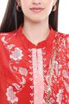 Shop_Soup By Sougat Paul_Red Crepe Floral Mandarin Collar Draped Kurta And Palazzo Set _Online_at_Aza_Fashions