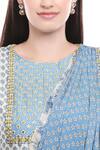 Shop_Soup by Sougat Paul_Blue Malaysian Silk Printed Draped Saree Dress_Online_at_Aza_Fashions