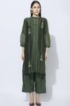 Arcvsh By Pallavi Singh_Green Silk Chanderi Kurta, Slip Round Set_Online_at_Aza_Fashions