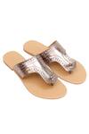 Buy_Aprajita Toor_Beige Cutwork T-strap Flats_at_Aza_Fashions