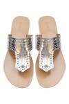 Shop_Aprajita Toor_Beige T-strap Textured Slip Ons_at_Aza_Fashions