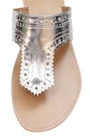 Buy_Aprajita Toor_Beige T-strap Textured Slip Ons_Online_at_Aza_Fashions