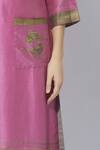 Neeta Bhargava_Pink Silk, Cotton, Organza Round Hand Painted Kurta Set _at_Aza_Fashions
