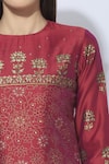 Neeta Bhargava_Red Cotton Round Silk Hand Painted Kurta Sharara Set  _at_Aza_Fashions