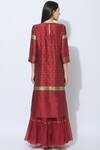 Shop_Neeta Bhargava_Red Cotton Silk Hand Painted Kurta Sharara Set_at_Aza_Fashions