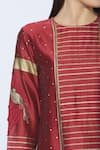 Neeta Bhargava_Red Cotton Round Silk Hand Painted Kurta Sharara Set  _at_Aza_Fashions