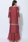 Shop_Neeta Bhargava_Red Cotton Round Silk Hand Painted Kurta Sharara Set  _at_Aza_Fashions