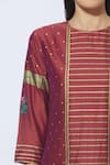 Neeta Bhargava_Red Cotton Round Silk Hand Painted Kurta Sharara Set  _at_Aza_Fashions