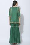 Shop Samatvam By Anjali Bhaskar Green Dupion Silk, Shantoon Round Embroidered Kurta Sharara Set at Aza Fashions Shop_Samatvam By Anjali Bhaskar_Green Dupion Silk, Shantoon Round Embroidered Kurta Sharara Set _at_Aza_Fashions