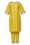 Shop Samatvam By Anjali Bhaskar Yellow Cotton, Chanderi, Shantoon Round Embroidered Kurta Set Online at Aza Fashions Shop_Samatvam By Anjali Bhaskar_Yellow Cotton, Chanderi, Shantoon Round Embroidered Kurta Set _Online_at_Aza_Fashions