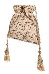 Shop_Fuchsia by aashaka mehta_Beige Embroidered Silk Potli Bag_at_Aza_Fashions