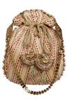 Buy_Fuchsia by aashaka mehta_Gold Silk Potli Bag_at_Aza_Fashions