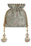 Fuchsia by aashaka mehta_Grey Silk Potli Bag_Online_at_Aza_Fashions