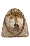 Buy_Fuchsia by aashaka mehta_Gold Silk Potli Bag_at_Aza_Fashions