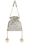 Buy_Fuchsia by aashaka mehta_Grey Silk Potli Bag_Online_at_Aza_Fashions